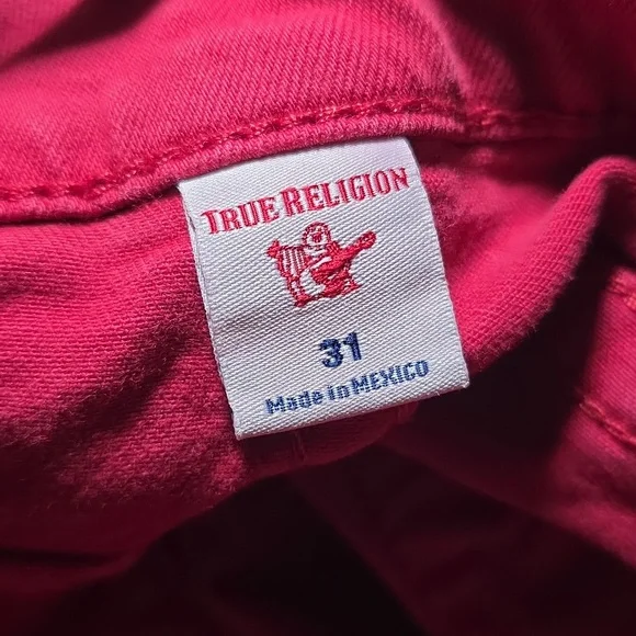 Men's True Religion Ricky Red Denim Shorts - Picture 9 of 11